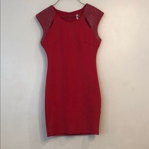 Red dress with beaded shoulders